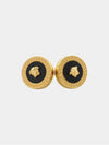 Enamel Medusa Stud Earrings Black Gold - VERSACE - BALAAN 4