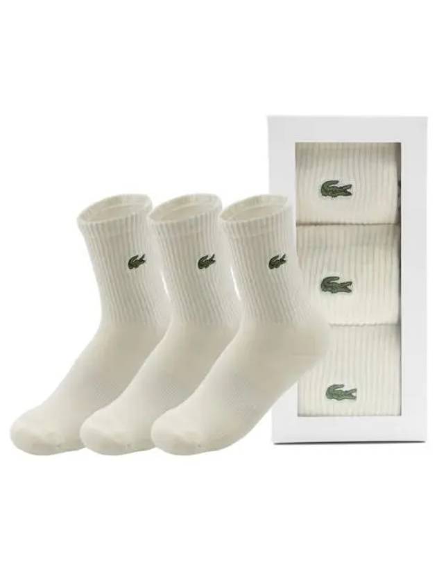 Lacoste Basic Sports Mid Socks 3 Pack White - LACOSTE - BALAAN 1