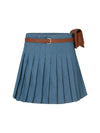 DENIM PLEATED SKIRT BELT BAG SETLight Denim - PLAYBOO - BALAAN 1