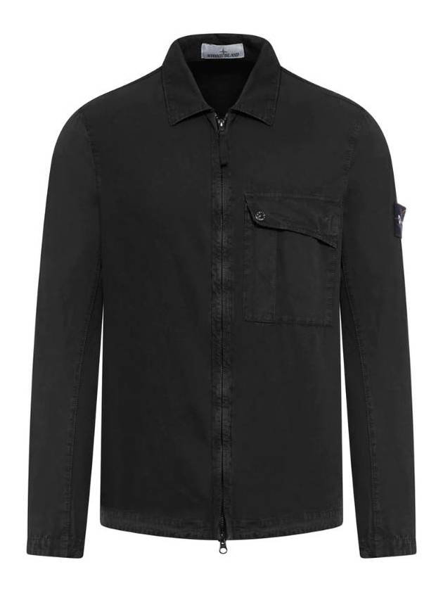 Old Treatment Garment Dyed Overshirt Jacket Black - STONE ISLAND - BALAAN 1