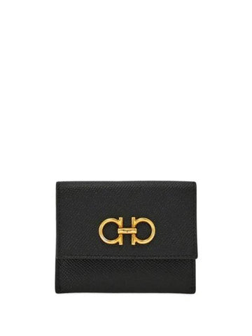 Gancini Card Wallet Black - SALVATORE FERRAGAMO - BALAAN 1