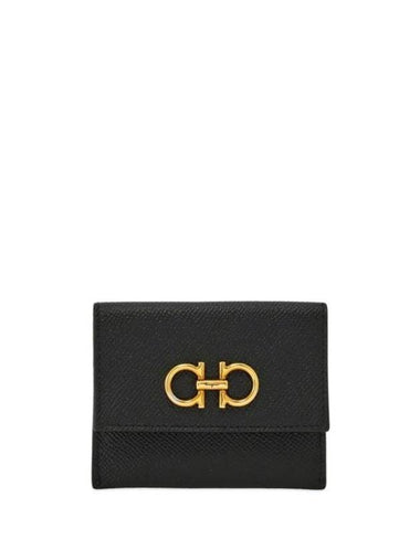 Gancini Card Wallet Black - SALVATORE FERRAGAMO - BALAAN 1