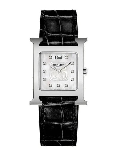 Heure H Medium Model 30MM Watch Black - HERMES - BALAAN 1