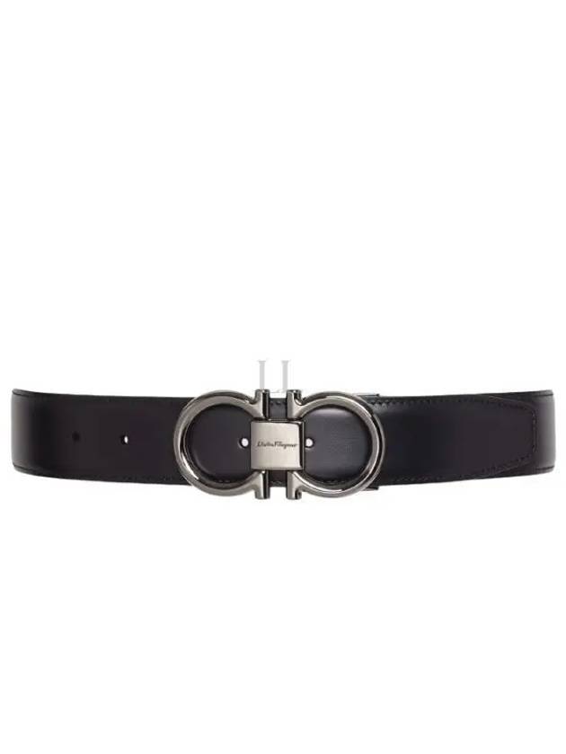 Gancini Reversible Adjustable Calfskin Leather Belt Black - SALVATORE FERRAGAMO - BALAAN 2