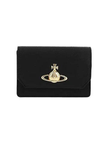 5115002DW S000B N402 Vegan Biogreen Saffiano Business Card Wallet - VIVIENNE WESTWOOD - BALAAN 1