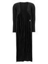 Pleated Open Front Long Cardigan Black - ISSEY MIYAKE - BALAAN 1