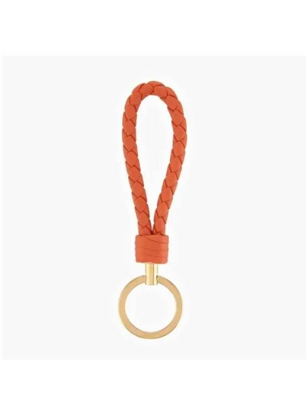 Intrecciato Leather Key Holder Orange - BOTTEGA VENETA - BALAAN 4