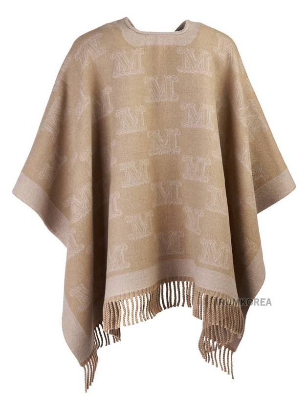 Max Mara all over logo pattern fringed cape - MAX MARA - BALAAN 4