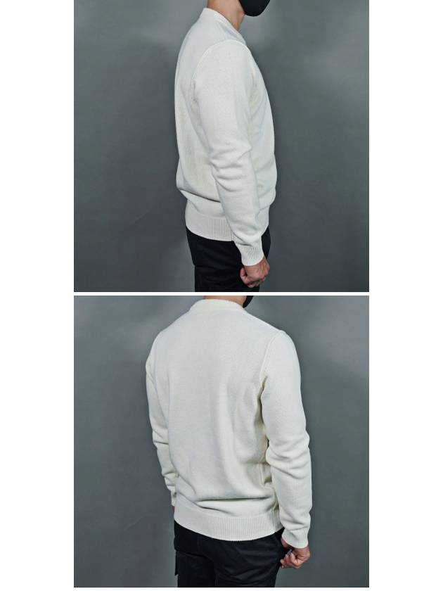 Wappen Patch Crew Neck Wool Knit Top White - STONE ISLAND - BALAAN 5