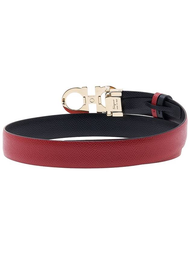 Reversible Gancini Leather Belt Black Lipstick Red - SALVATORE FERRAGAMO - BALAAN 5