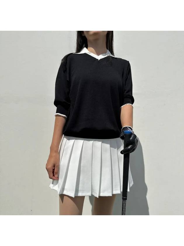 golf knit ebony collar 5-part short sleeve golf wear golf clothes - LOLOALLOY - BALAAN 8