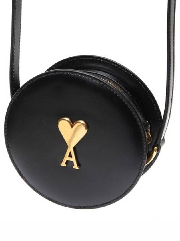 Paris Round Leather Cross Bag Black - AMI - BALAAN 2