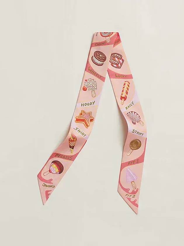 Funny Ice Cream Twilly Scarf Rose Poudre - HERMES - BALAAN 8