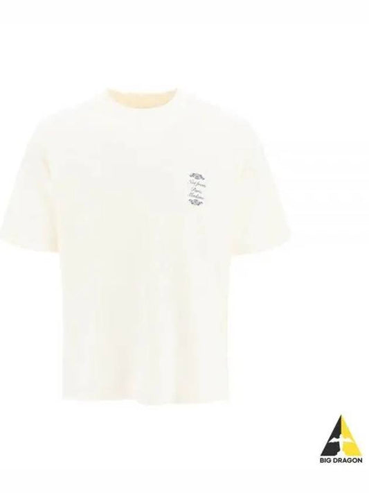 Drol de Monsieur Logo Print Cotton T Shirt Short Sleeve Cream BTS149CO002 - DROLE DE MONSIEUR - BALAAN 1