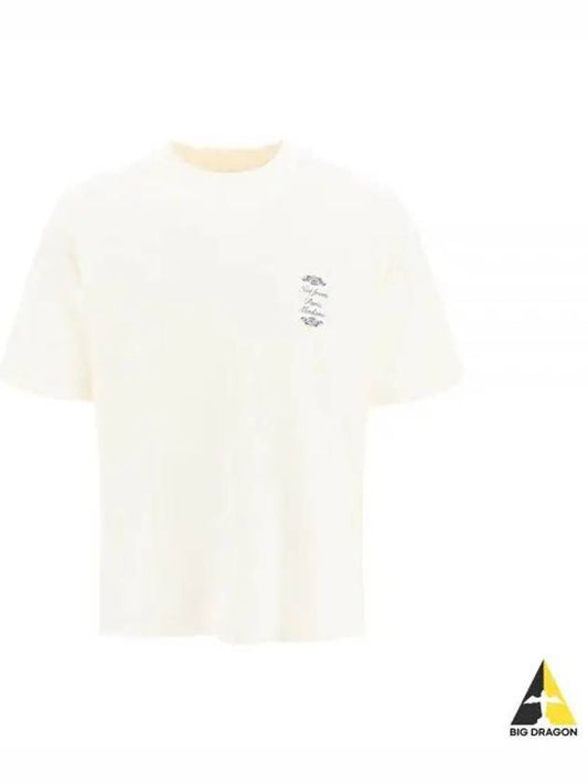 Droll de Monsieur Logo Print Cotton T Shirt Short Sleeve Cream BTS149CO002 - DROLE DE MONSIEUR - BALAAN 1