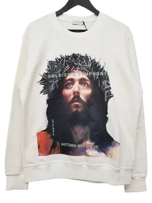 Jesus Print Crew Neck Sweatshirt White - IH NOM UH NIT - BALAAN 2