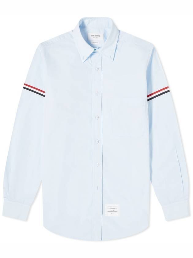 Men's Poplin Grosgrain Armband Classic Long Sleeve Shirt Blue - THOM BROWNE - BALAAN.