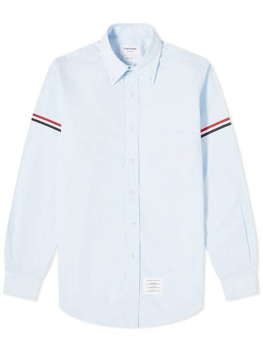 Men's Poplin Grosgrain Armband Classic Long Sleeve Shirt Blue - THOM BROWNE - BALAAN 1