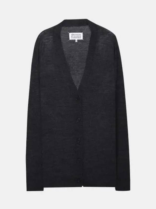 Women's Stitched V Neck Wool Cardigan Dark Grey - MAISON MARGIELA - BALAAN 2