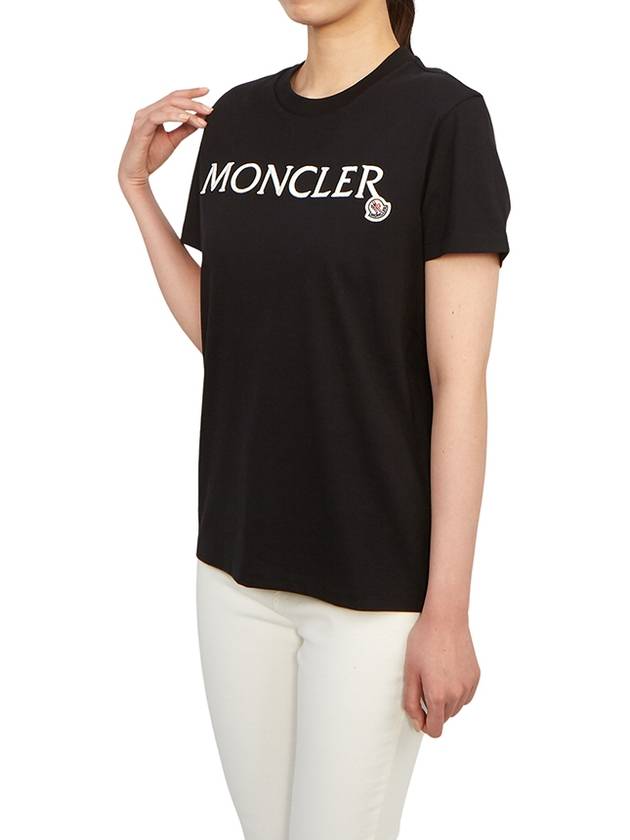 Embroidered Logo Cotton Short Sleeve T-Shirt Black - MONCLER - BALAAN 5