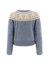 Triomphe Fair Isle Wool Cardigan Light Blue - CELINE - BALAAN 3