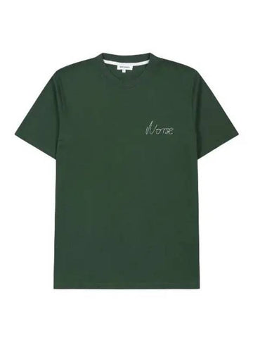 Johannes Chain Stitch Logo Short Sleeve T Shirt Dartmouth Green Tee - NORSE PROJECTS - BALAAN 1