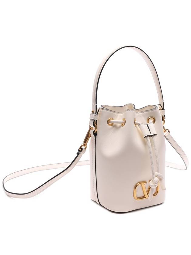 V Logo Signature Bucket Bag White - VALENTINO - BALAAN 4