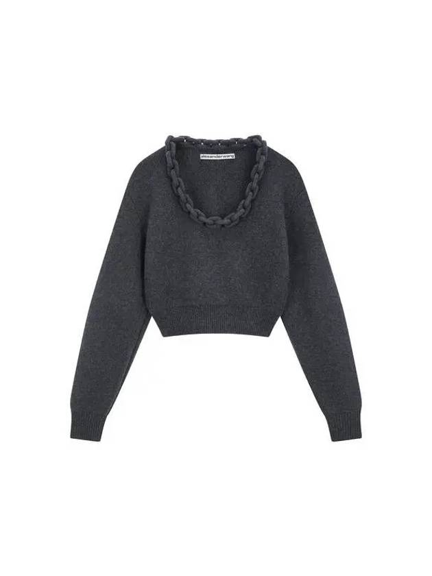 Cashmere wool chain neck knit charcoal 270043 - ALEXANDER WANG - BALAAN 1