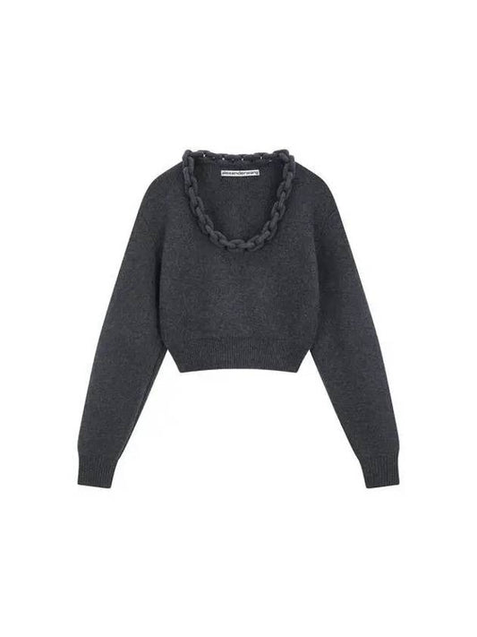 Cashmere wool chain neck knit charcoal 271094 - ALEXANDER WANG - BALAAN 1