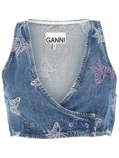 23 ss butterfly denim crop top J1180 630 B0230269608 - GANNI - BALAAN 2