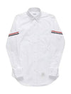 Men's Poplin Grosgrain Armband Classic Long Sleeve Shirt White - THOM BROWNE - BALAAN 2