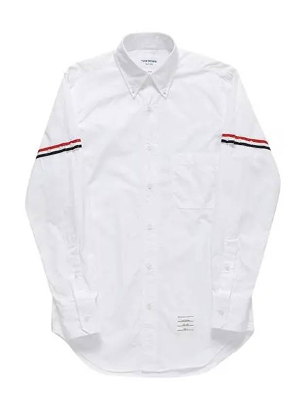 Men's Poplin Grosgrain Armband Classic Long Sleeve Shirt White - THOM BROWNE - BALAAN 3