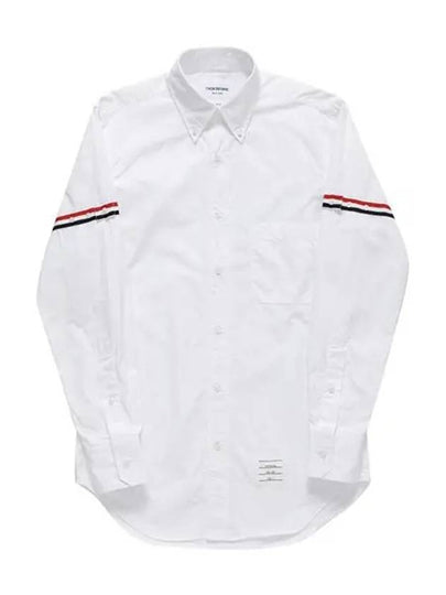 Men's Poplin Grosgrain Armband Classic Long Sleeve Shirt White - THOM BROWNE - BALAAN 2