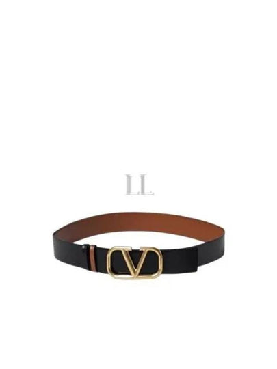 V Logo Signature Reversible Leather Belt Brown - VALENTINO - BALAAN 2