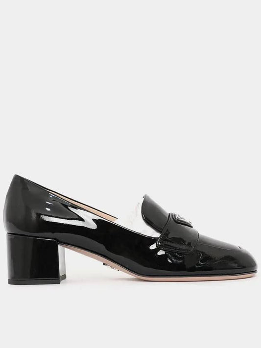 Enamel Metal Triangle Logo Loafers Black - PRADA - BALAAN 2