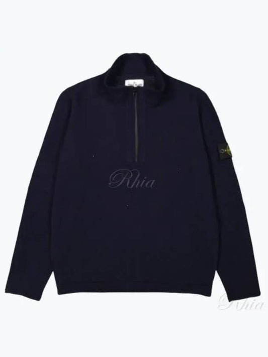 Wappen Patch Lambswool Half-Zip Knit Top Navy - STONE ISLAND - BALAAN 2