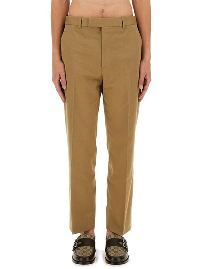 Gabardine Cotton Straight Pants Beige - GUCCI - BALAAN 2