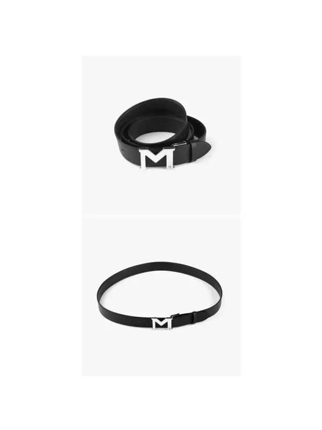 M Buckle Reversible Leather Belt Black - MONTBLANC - BALAAN 5