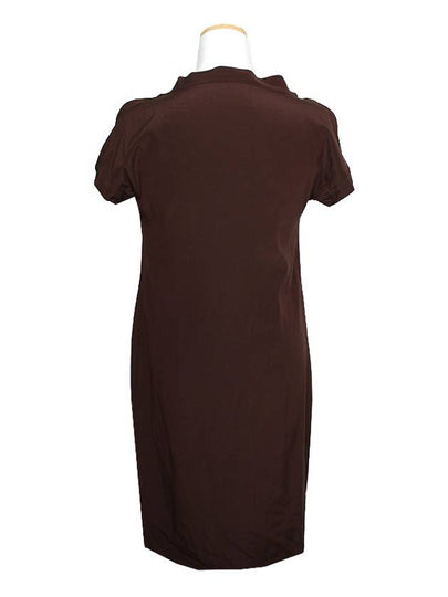 Deep brown V neck silk dress 55 - GUCCI - BALAAN 2