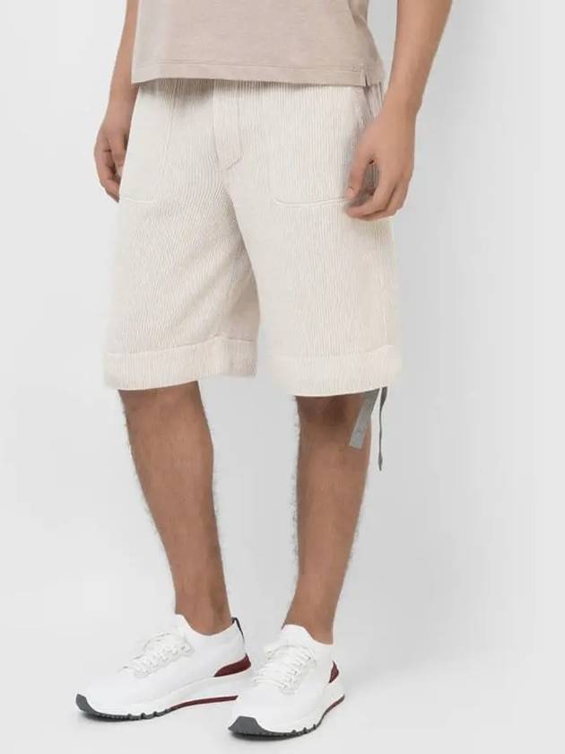 Drawstring cotton shorts beige - BRUNELLO CUCINELLI - BALAAN 4