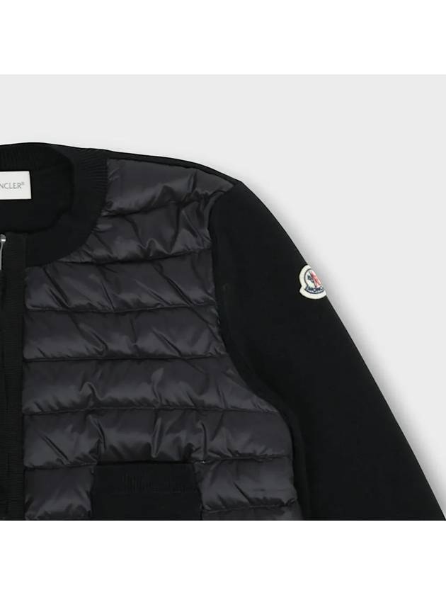 logo patch wool and nylon padded zip up cardigan jacket black 9B51000 A9018 999 - MONCLER - BALAAN 4