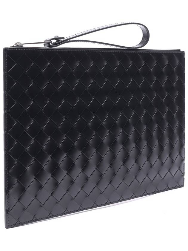 Intrecciato Medium Clutch Bag Black - BOTTEGA VENETA - BALAAN 4