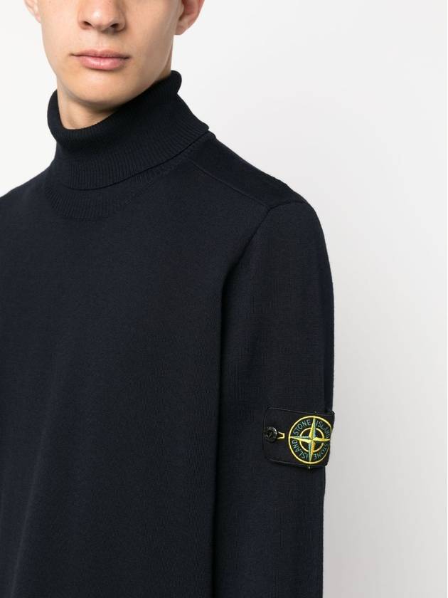 Wappen Patch Virgin Wool Turtleneck Navy - STONE ISLAND - BALAAN 4