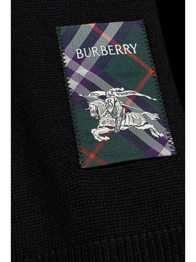 Check Label Wool Knit Top Black - BURBERRY - BALAAN 6