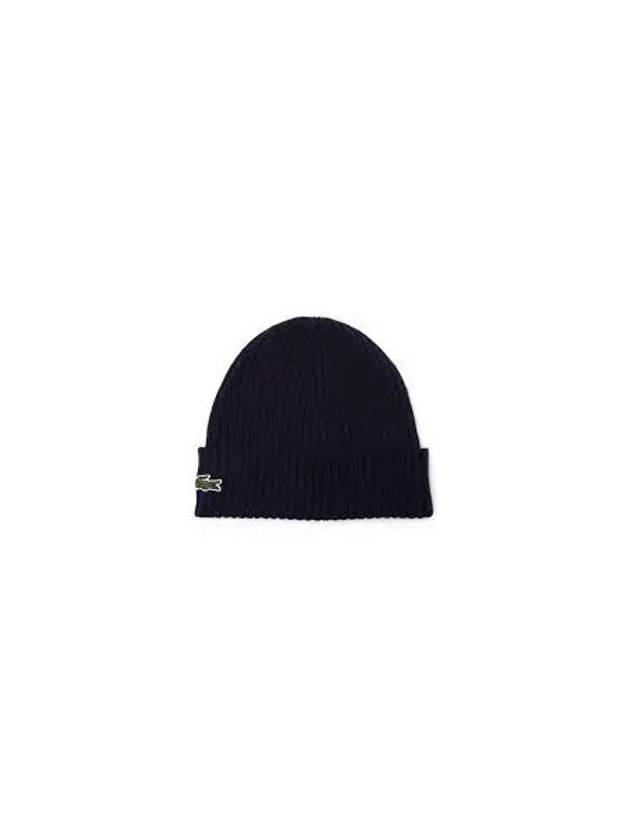 Ribbed Wool Beanie Navy - LACOSTE - BALAAN 2