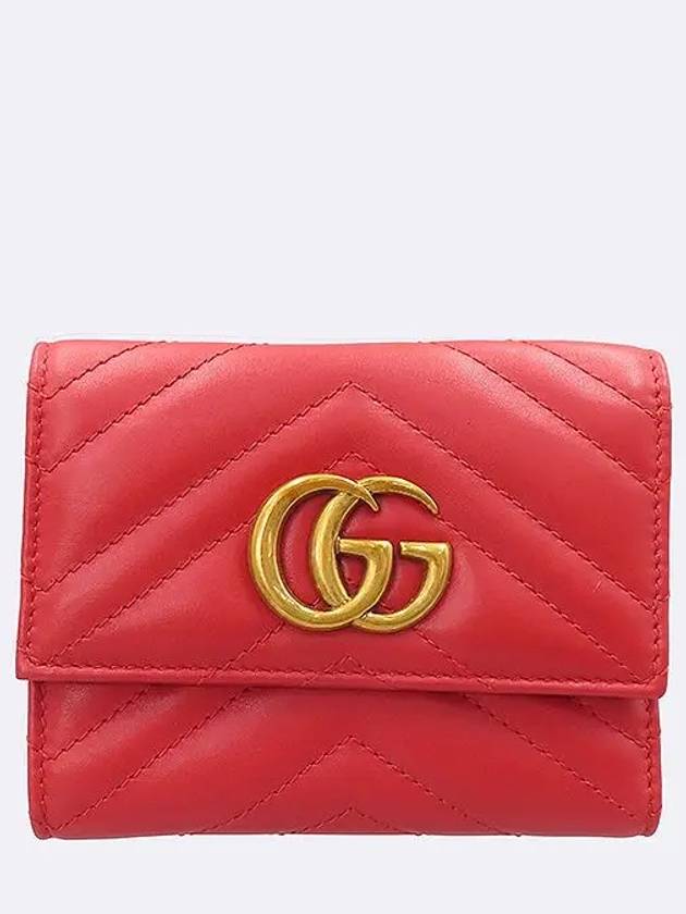 474802 GG logo MARMONT matelass red leather medium wallet - GUCCI - BALAAN 1