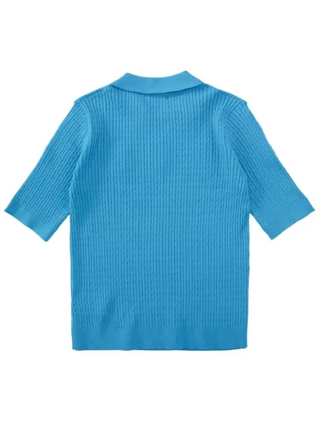 Collar neck ribbed 5-part spandex knit BLUE - MONBIRDIE GOLF - BALAAN 2