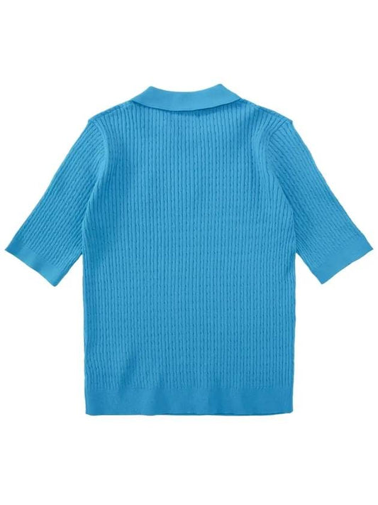 Collar neck ribbed 5-part spandex knit BLUE - MONBIRDIE GOLF - BALAAN 2