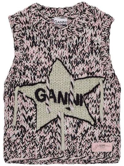 Logo Graphic Knit Vest Chalk Pink - GANNI - BALAAN 2