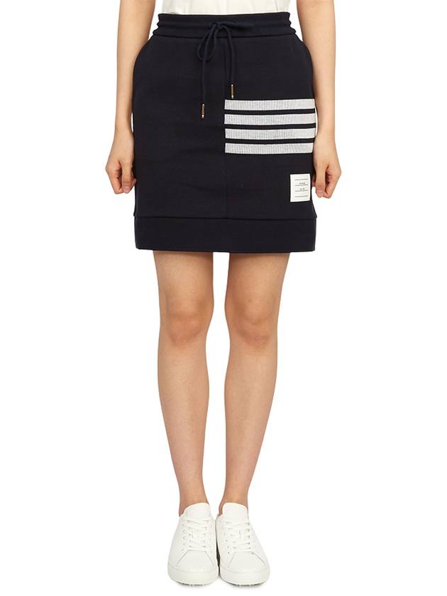 Double Face 4 Bar Knit Mini A Line Skirt Navy - THOM BROWNE - BALAAN 2